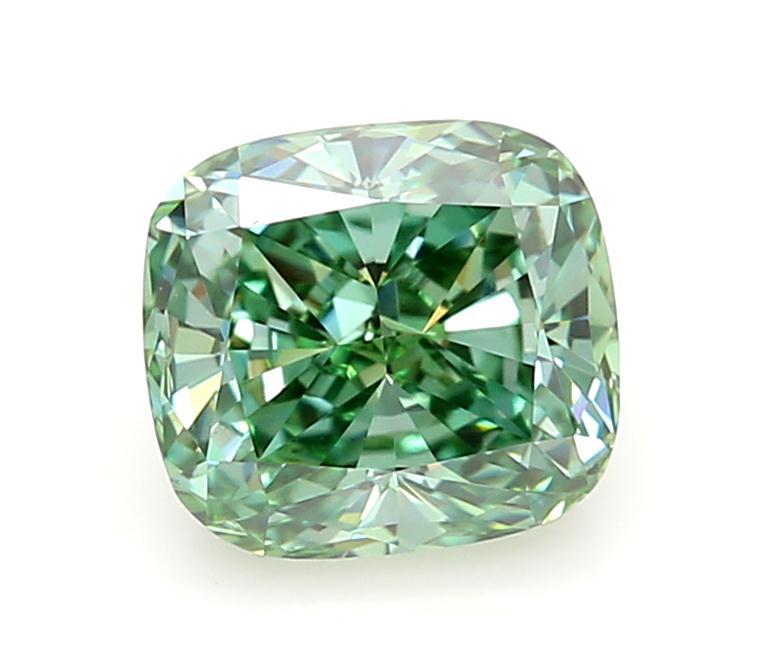 1.08 Ct. Fancy Vivid Green Cushion Lab Grown Diamond
