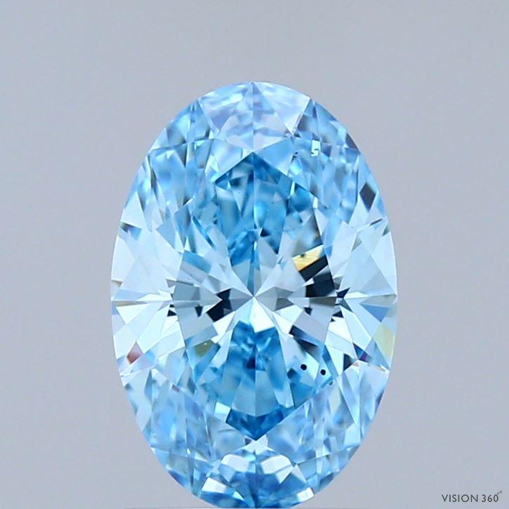1.59 Ct. Fancy Vivid Blue Oval Lab Grown Diamond