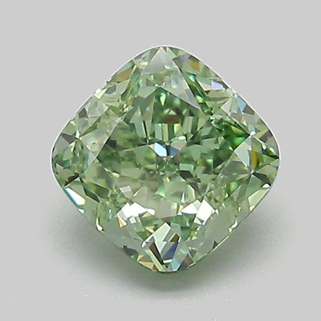 1.10 Ct. Fancy Vivid Green Cushion Lab Grown Diamond