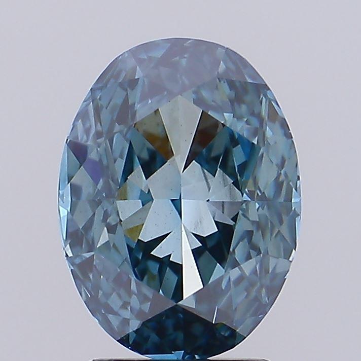 2.97 Ct. Fancy Vivid Greenish Blue Oval Lab Grown Diamond