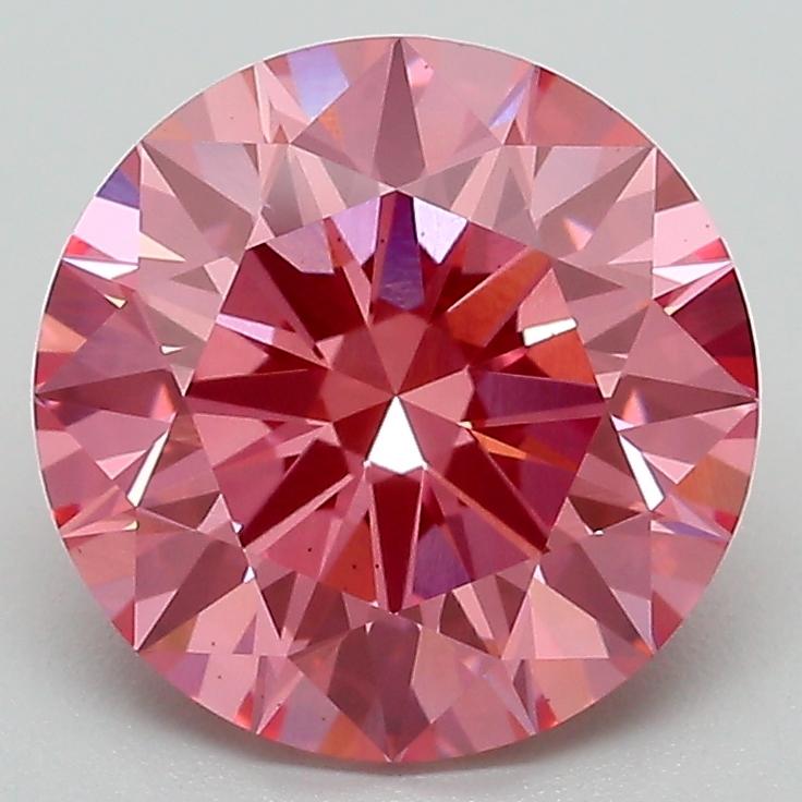 3.10 Ct. Fancy Vivid Pink Round Lab Grown Diamond