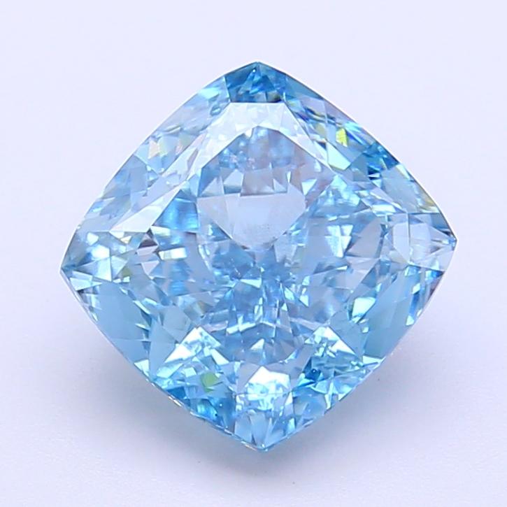 3.07 Ct. Fancy Vivid Blue Cushion Lab Grown Diamond