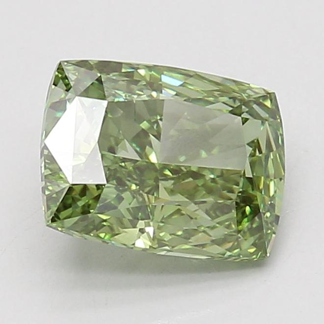 2.59 Ct. Fancy Vivid Green Cushion Lab Grown Diamond