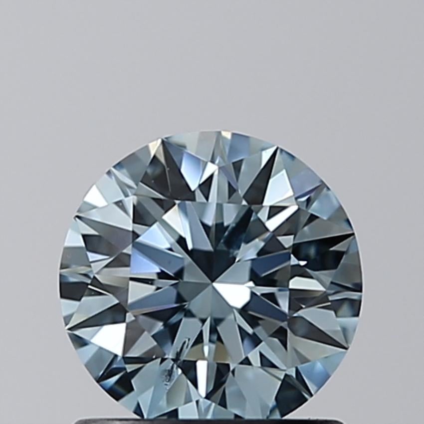 0.90 Ct. Fancy Intense Greenish Blue Round Lab Grown Diamond