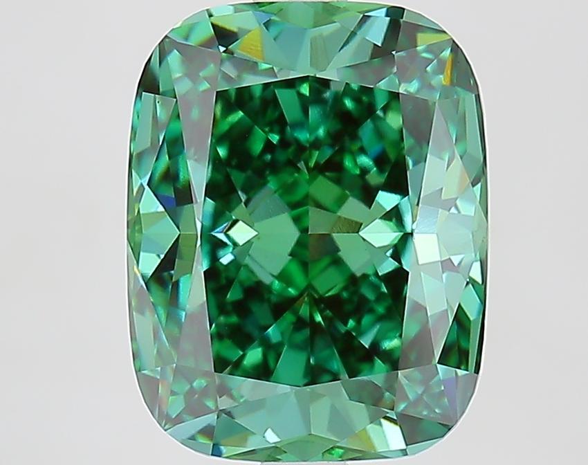 4.10 Ct. Fancy Green Cushion Lab Grown Diamond