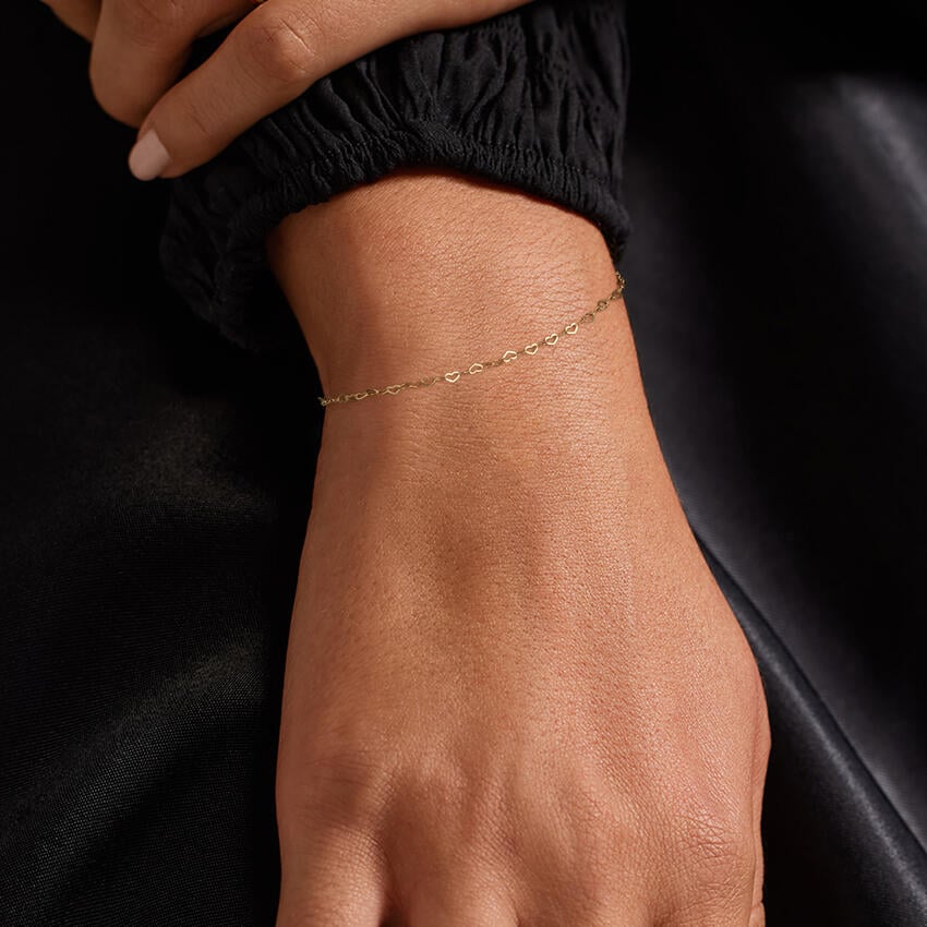 7 in. Heart Chain Bracelet in 14K Yellow Gold