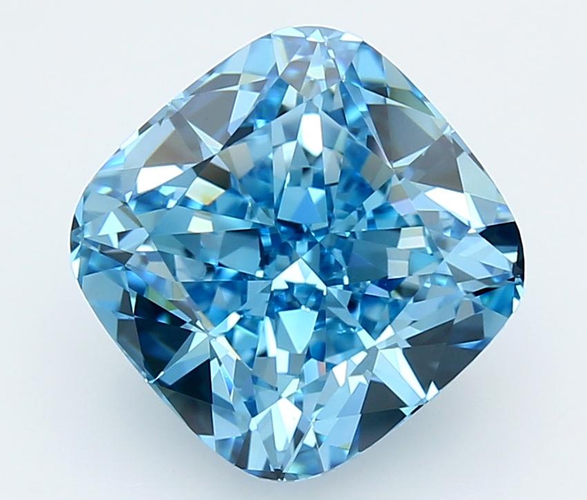 5.04 Ct. Fancy Vivid  Blue Cushion Lab Grown Diamond