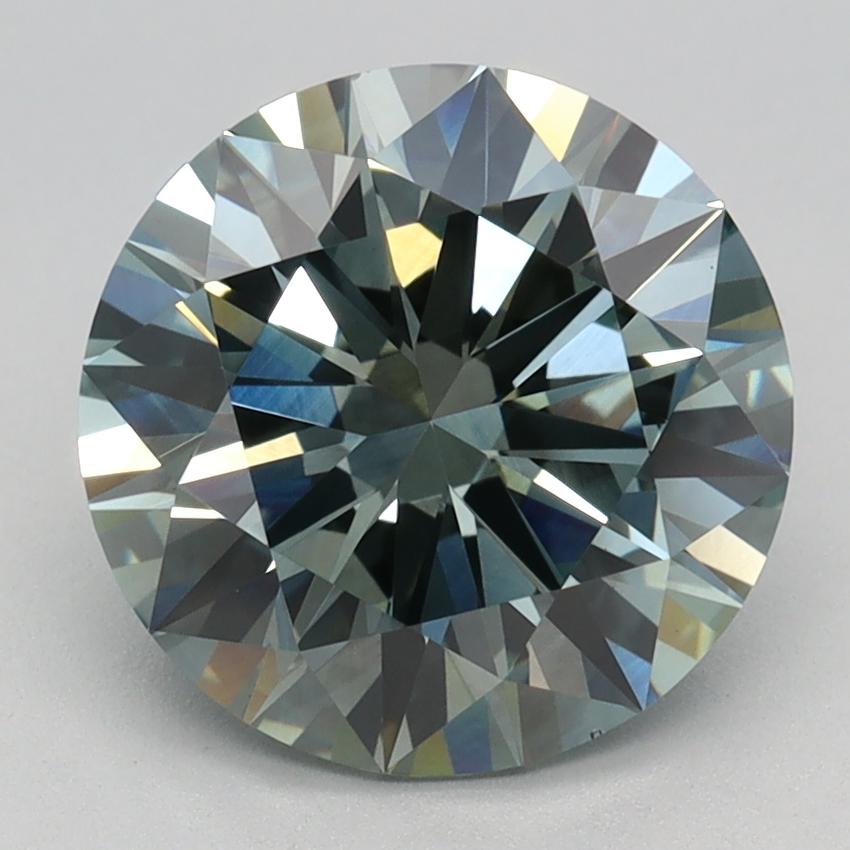 2.66 Ct. Fancy Intense Blue Green Round Lab Grown Diamond