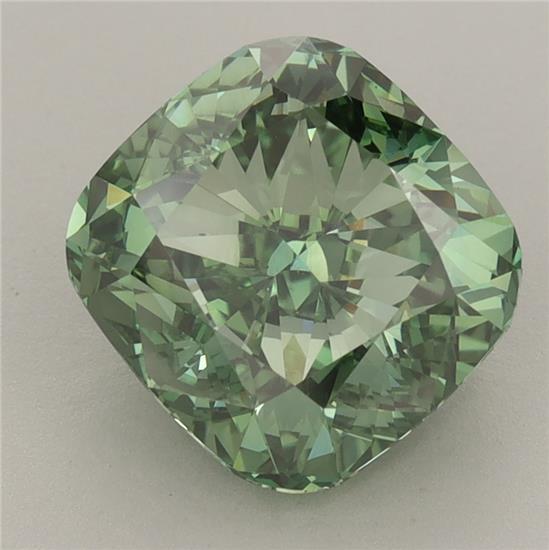 4.01 Ct. Fancy Vivid Green Cushion Lab Grown Diamond