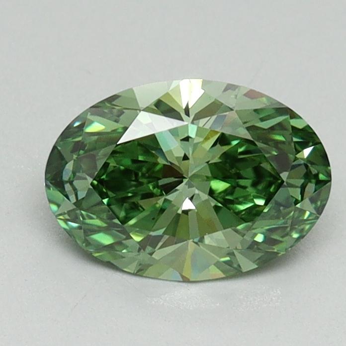 0.91 Ct. Fancy Vivid Green Oval Lab Grown Diamond
