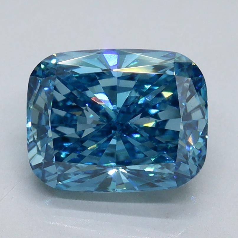 2.00 Ct. Fancy Vivid Blue Cushion Lab Grown Diamond