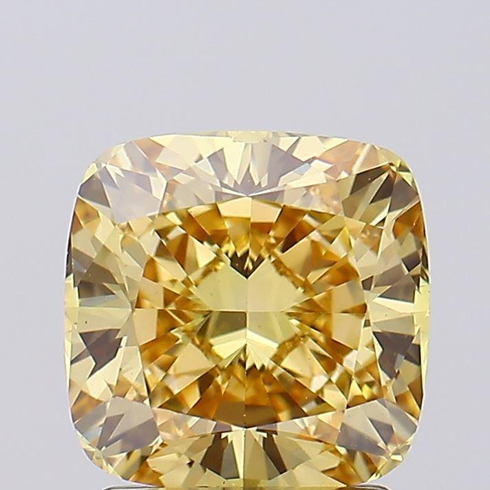 2.05 Ct. Fancy Vivid Yellow Cushion Lab Grown Diamond