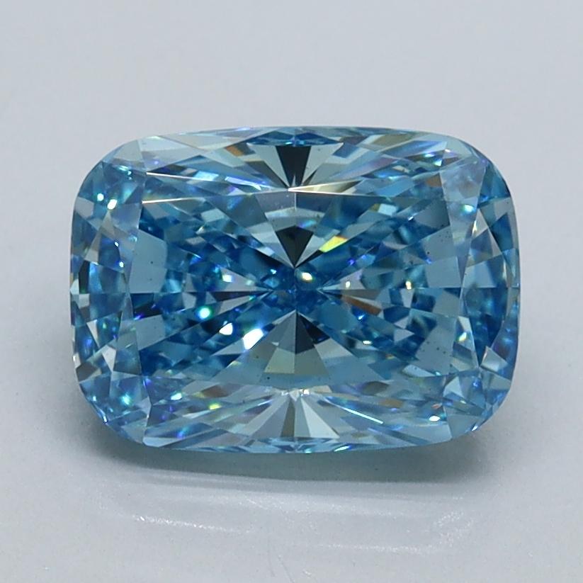 1.79 Ct. Fancy Vivid Malibu Blue Cushion Lab Grown Diamond