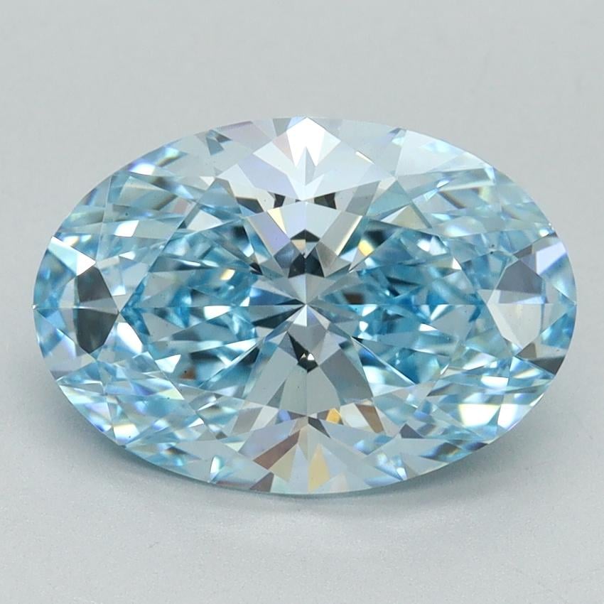 3.08 Ct. Fancy Vivid Blue Oval Lab Grown Diamond
