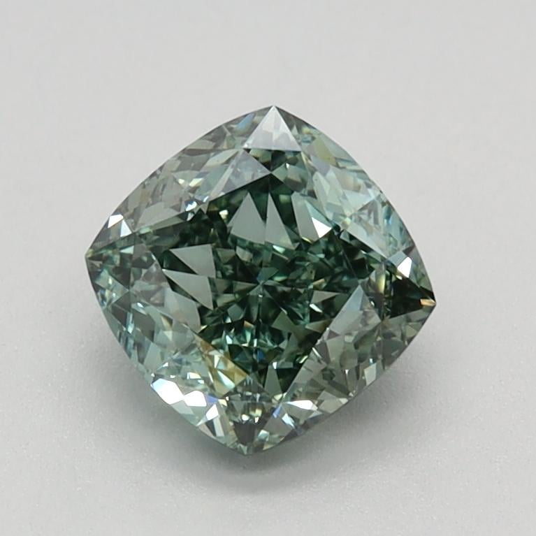 1.02 Ct. Fancy Vivid Green Cushion Lab Grown Diamond
