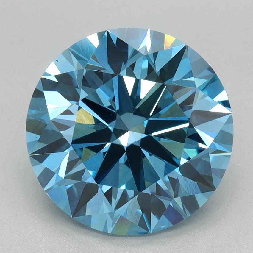 3.08 Ct. Fancy Vivid Blue Round Lab Grown Diamond