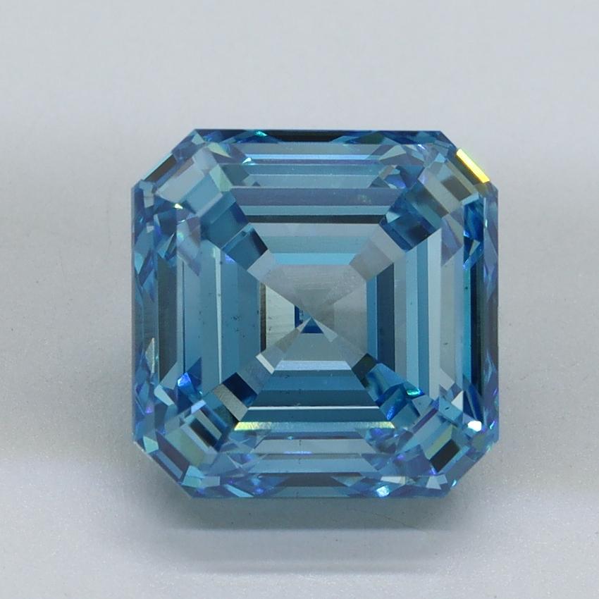 5.08 Ct. Fancy Vivid Malibu Blue Asscher Lab Grown Diamond