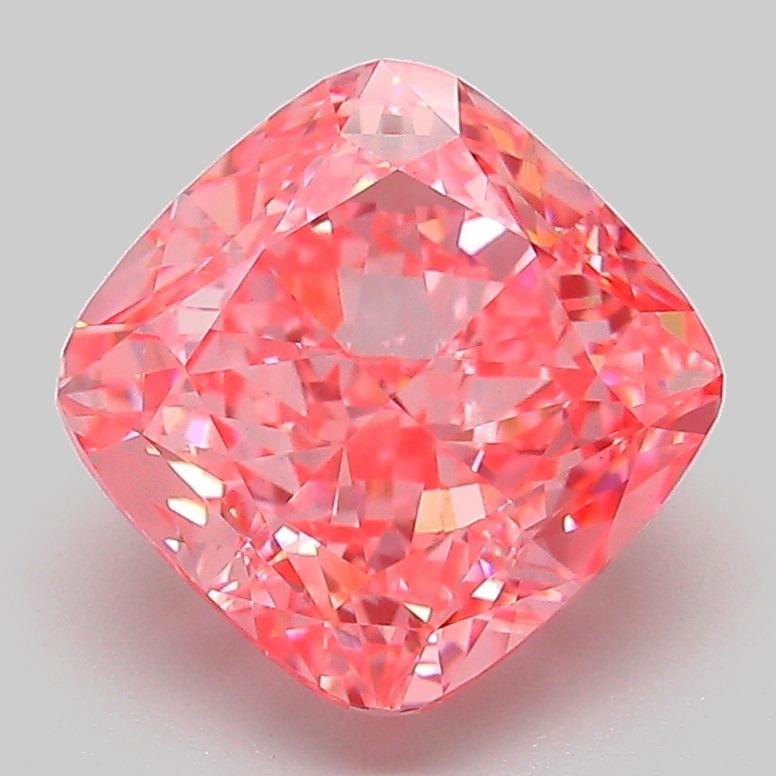3.12 Ct. Fancy Vivid Pink Cushion Lab Grown Diamond