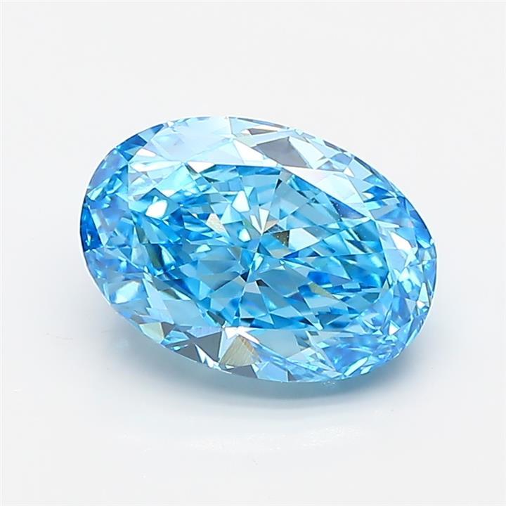 2.57 Ct. Fancy Vivid Blue Oval Lab Grown Diamond