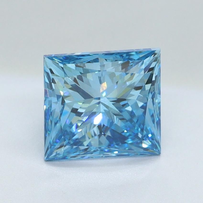 1.61 Ct. Fancy Vivid Malibu Blue Princess Lab Grown Diamond