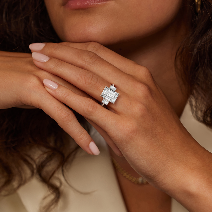 18K White Gold Luxe Rhiannon Three Stone Diamond Ring (3/4 ct. tw.)