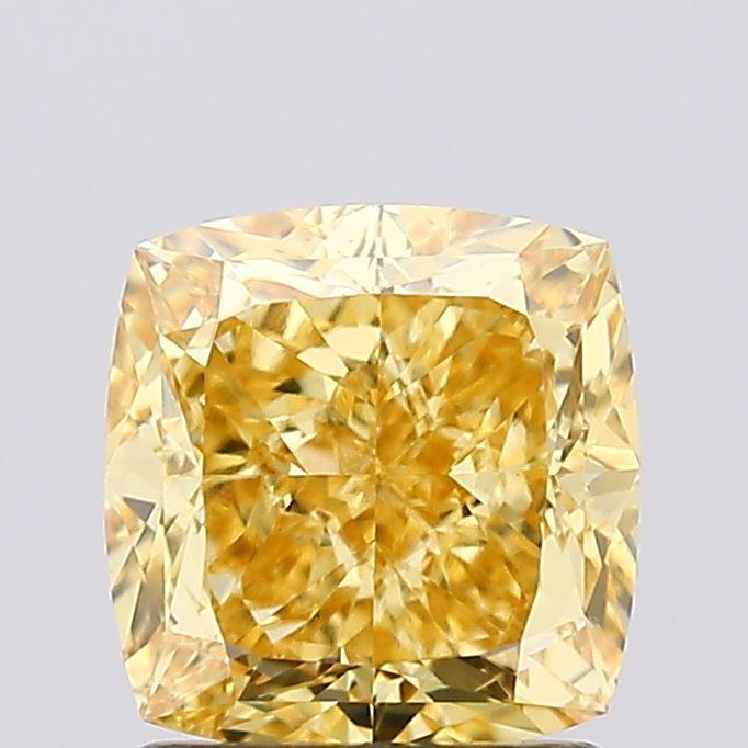 1.57 Ct. Fancy Vivid Yellow Cushion Lab Grown Diamond
