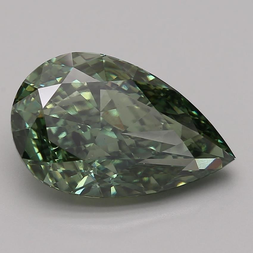 7.07 Ct. Fancy Vivid Green Pear Lab Grown Diamond