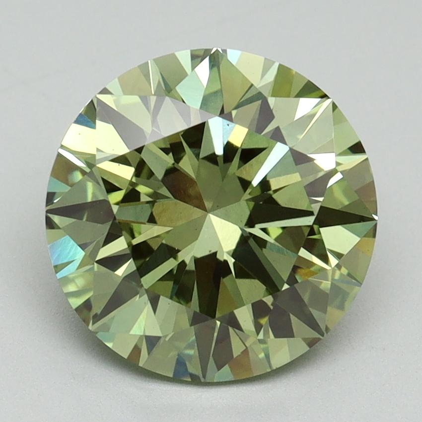 3.04 Ct. Fancy Vivid Green Round Lab Grown Diamond