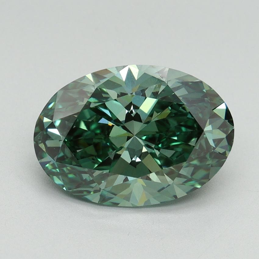 3.07 Ct. Fancy Vivid Green Oval Lab Grown Diamond