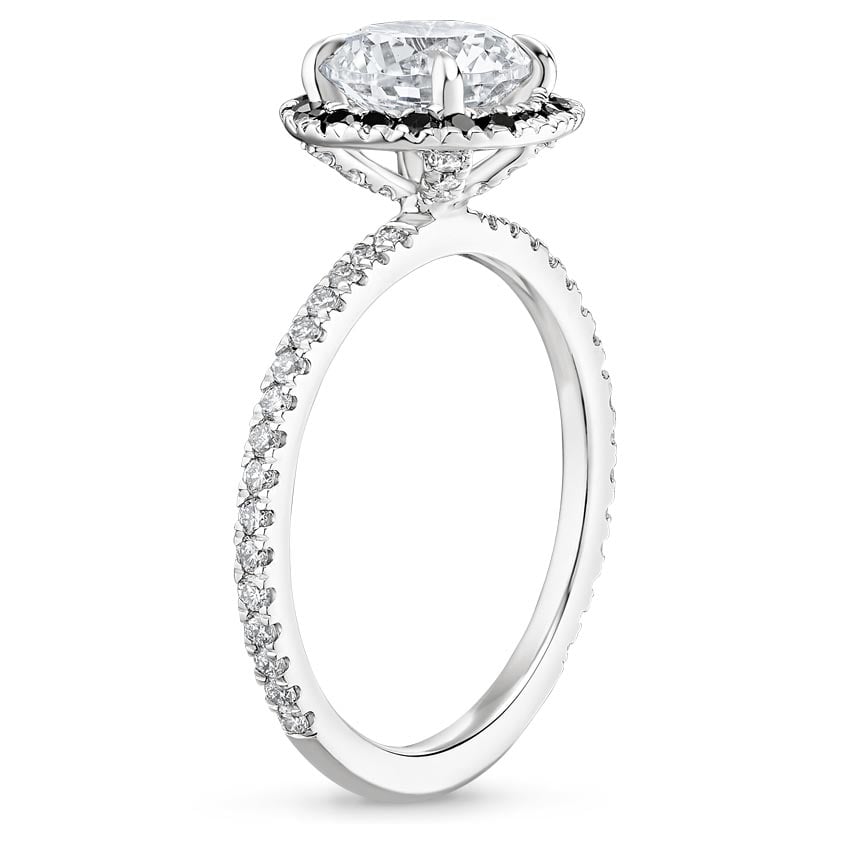 18K White Gold Waverly Diamond Ring with Black Diamond Accents, large side view