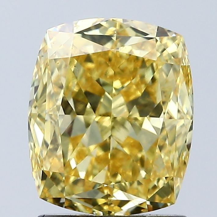 2.08 Ct. Fancy Vivid Yellow Cushion Lab Grown Diamond