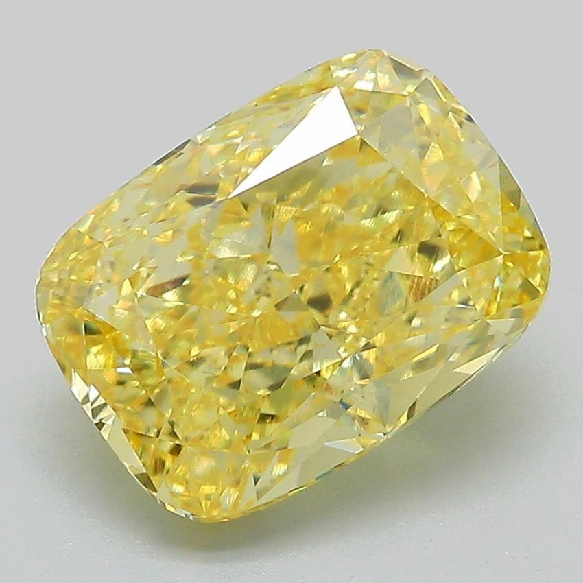 4.20 Ct. Fancy Vivid Yellow Cushion Lab Grown Diamond