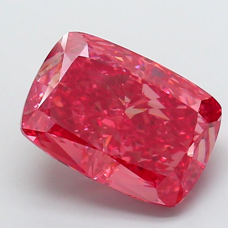 7.36 Ct. Fancy Vivid  Red Cushion Lab Grown Diamond