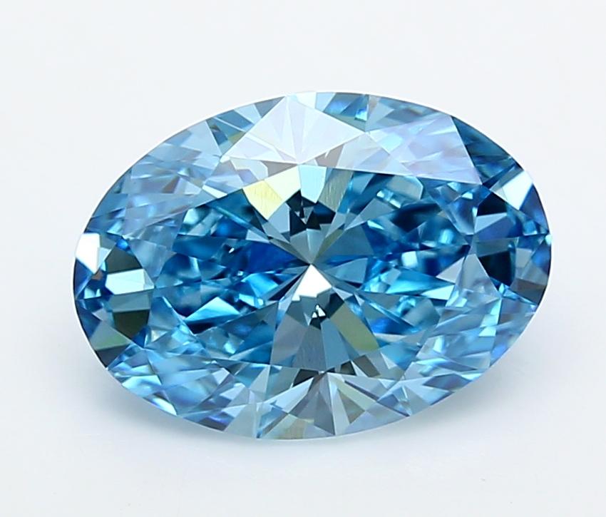3.05 Ct. Fancy Vivid  Blue Oval Lab Grown Diamond