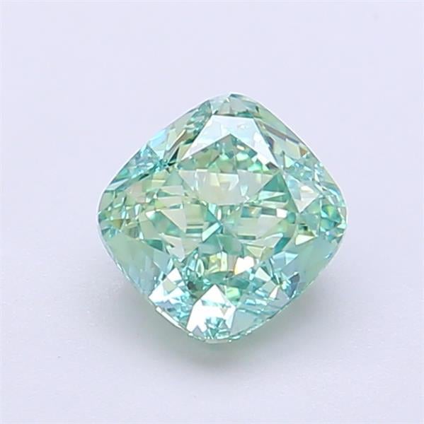1.02 Ct. Fancy Vivid Green Cushion Lab Grown Diamond