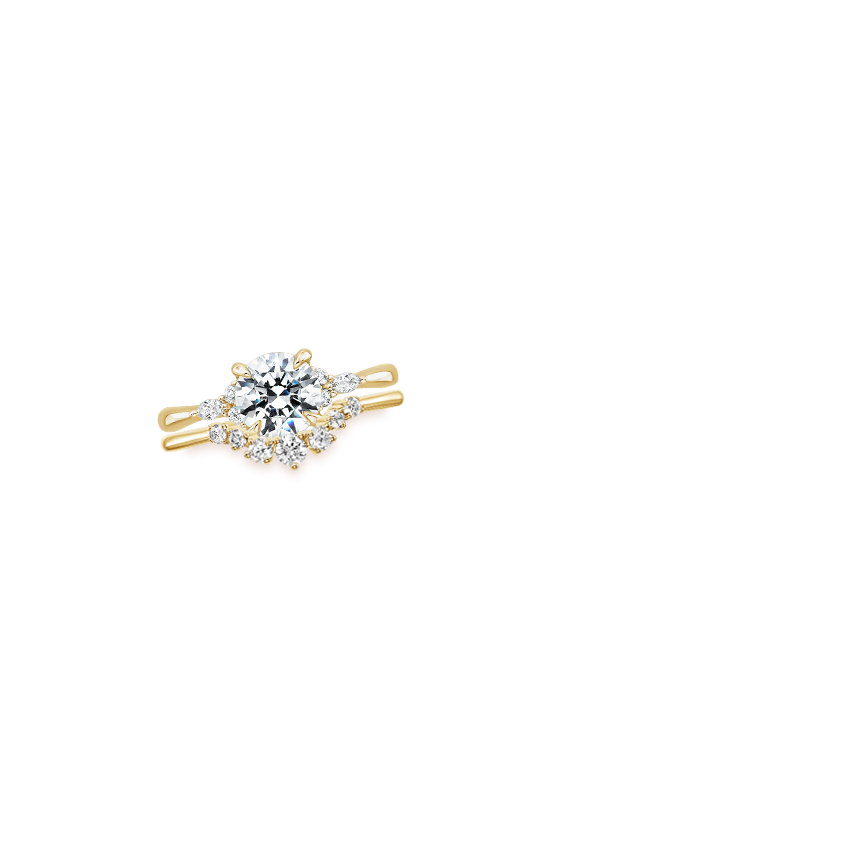 18K Yellow Gold Nadia Diamond Ring with Aria Contoured Diamond