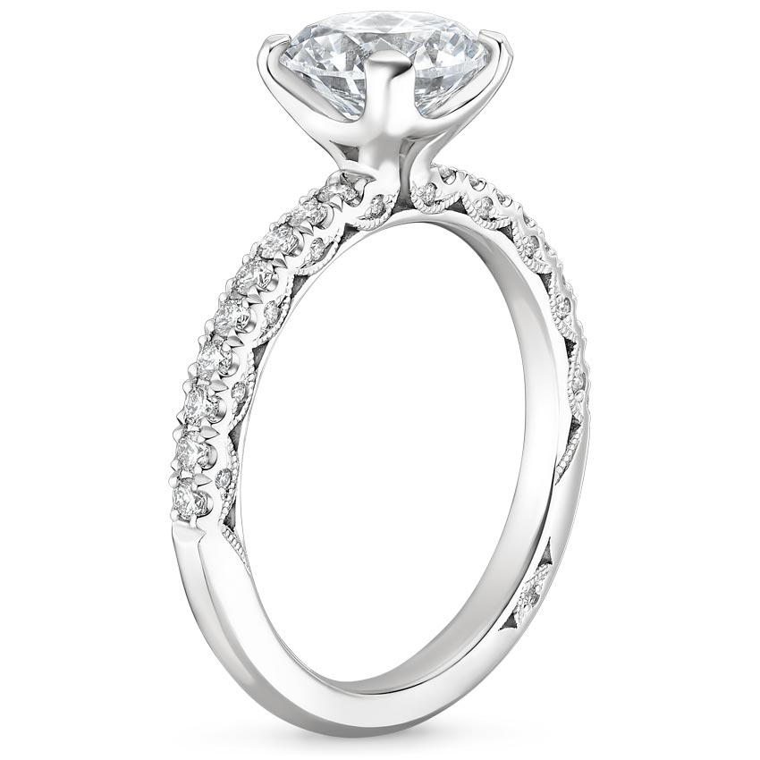 18K White Gold Tacori Petite Crescent Diamond Ring, large side view