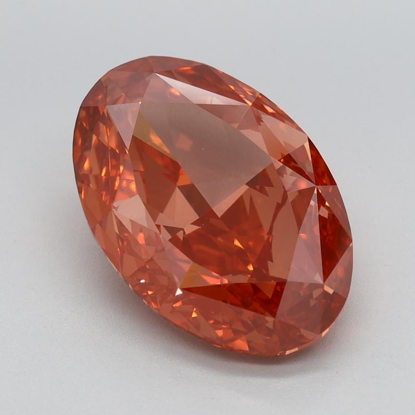 4.45 Ct. Fancy Vivid Orangy Pink Oval Lab Grown Diamond