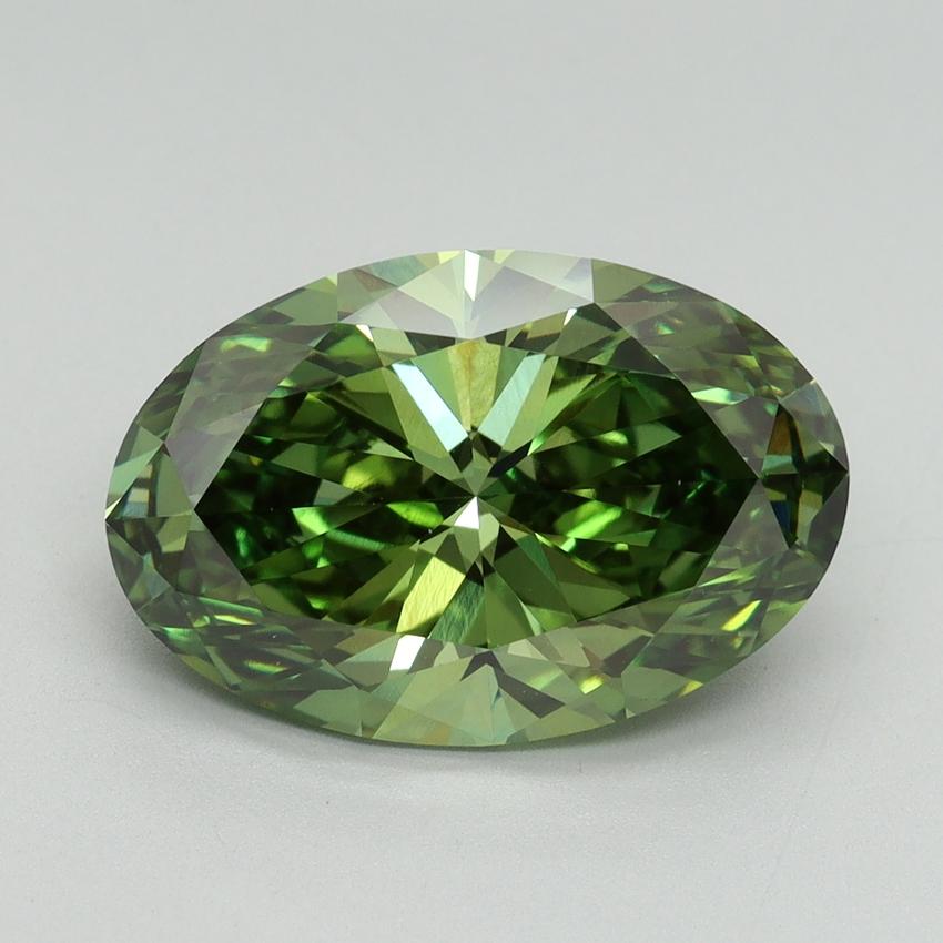 5.03 Ct. Fancy Vivid Green Oval Lab Grown Diamond