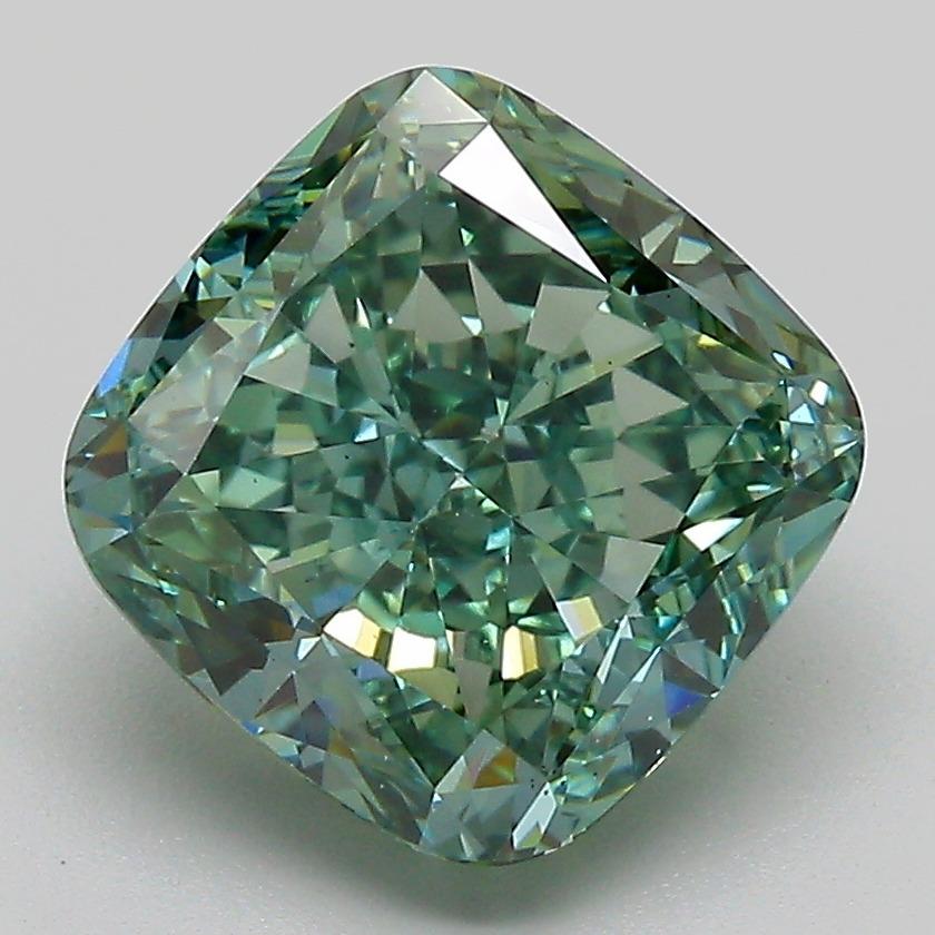 4.00 Ct. Fancy Vivid  Green Cushion Lab Grown Diamond