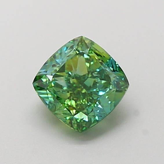 1.07 Ct. Fancy Vivid  Green Cushion Lab Grown Diamond