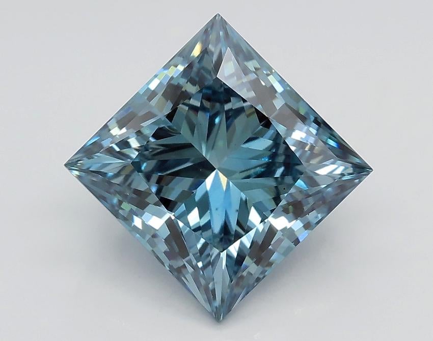 2.90 Ct. Fancy Intense Greenish Blue Princess Lab Grown Diamond