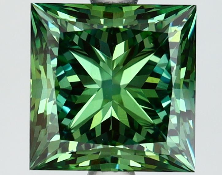 2.65 Ct. Fancy Vivid Green Princess Lab Grown Diamond