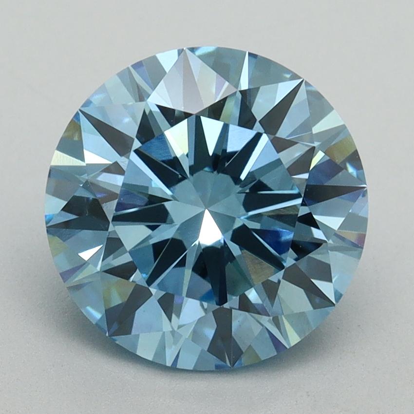 3.09 Ct. Fancy Vivid Blue Round Lab Grown Diamond