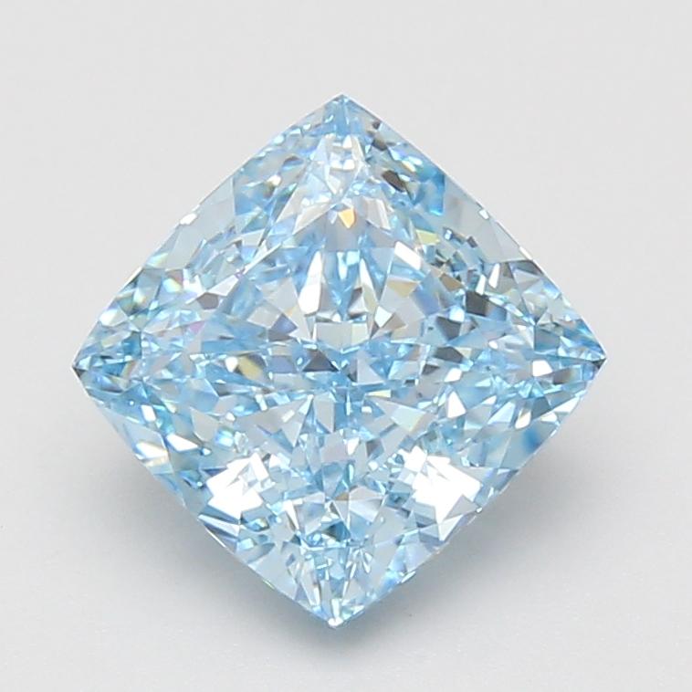 3.09 Ct. Fancy Vivid Blue Cushion Lab Grown Diamond