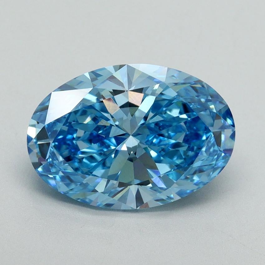 3.16 Ct. Fancy Vivid Blue Oval Lab Grown Diamond