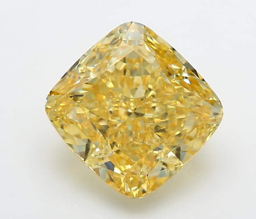7.31 Ct. Fancy Vivid  Yellow Cushion Lab Grown Diamond