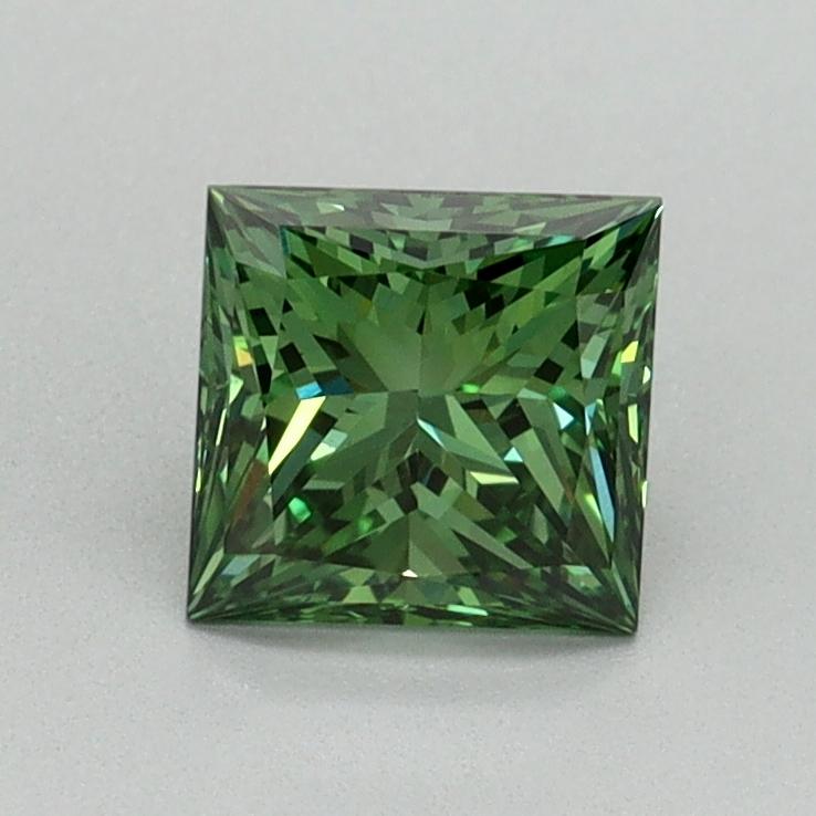 0.92 Ct. Fancy Vivid Green Princess Lab Grown Diamond