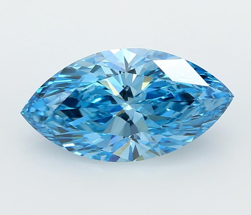 3.03 Ct. Fancy Vivid  Blue Marquise Lab Grown Diamond