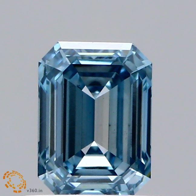 0.85 Ct. Fancy Intense  Blue Emerald Lab Grown Diamond